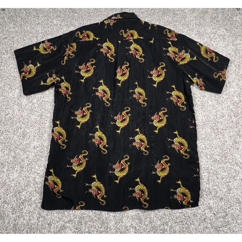 Dagacci Mens Shirt Size XL Black Dragons Print Button Up Short Sleeve - Picture 5 of 8